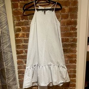 Light Blue Midi Dress with Ruffle Bottom